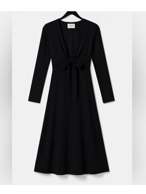 Wilfred Black Long-Sleeve Tie-Front Midi Dress